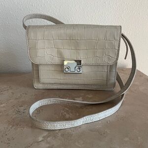 Loeffler Randall Ivory Croc-Embossed Leather Satchel